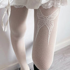 Single leg butterfly net-white / Fishnet stockings-one size fits all