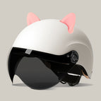 One size fits all / Summer helmet matte white + summer helmet sun protection glasses + accessories (rabbit ears pink)