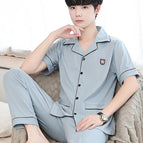 Double Bag 100% cotton short sleeve trousers light blue / L size is recommended to wear 50.00 kg-65.00 kg