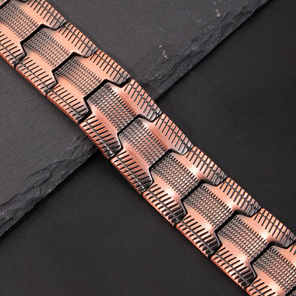 Cross-Border Hot-Selling Retro Wide Version Red Copper Magnet Bracelet Men's European and American Fashion Three-Row Magnet Striped Bracelet Wholesale