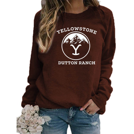 Amazon Cross-border Foreign Trade Source DUTTON RANCH Printed Round Neck Long Sleeve Women's Sweatshirt Jacket