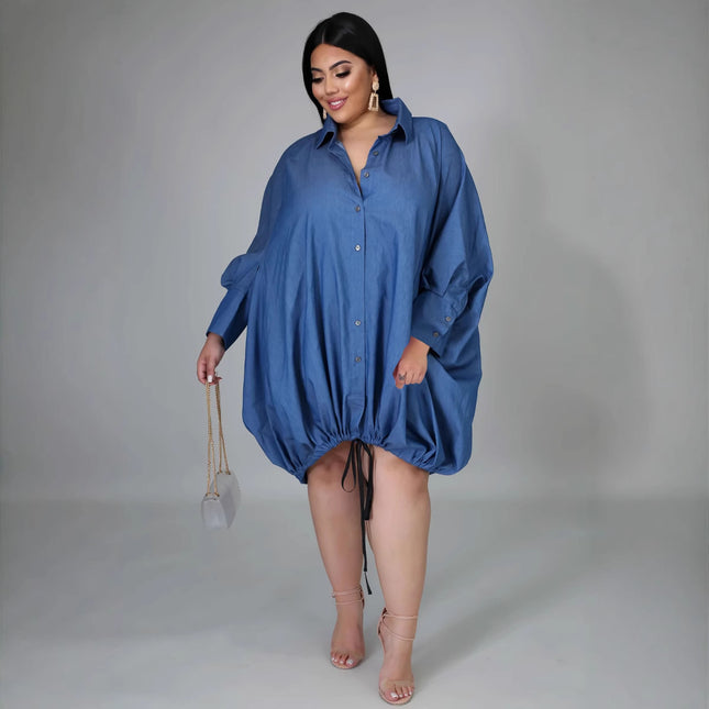 H002 Amazon Aliexpress Independent Station Supply Long-Sleeved Solid Color Loose Dress