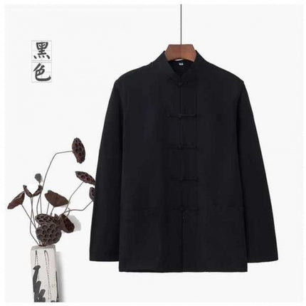Hanfu Top Tang Suit Men's Long-sleeved Old Man's Clothes Men's Cotton Ancient Clothes Men's Middle-aged and Old Men's Best Man's Antique Men's Clothing