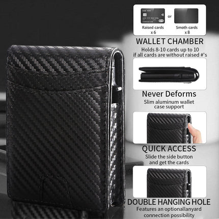 Cross-Border New Microfiber Wallet Anti-Theft Brush Multi-Function Multi-Card Metal Card Holder Portable Men's Id Wallet