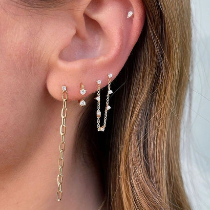 European and American Ins Fashion Personality Earrings Double Ear Holes Tassel Zircon Earrings Earrings Earrings Elegant Earrings Batch
