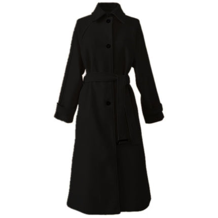 New Winter Student Korean Style Harajuku Style Mid-Length Waist Lace-Up Woolen Outwear for Women Ins Autumn Woolen Outwear