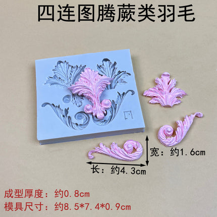 Embossed combination of various photo frame flower frame edge silicone handmade chocolate candy cake mold candy tool