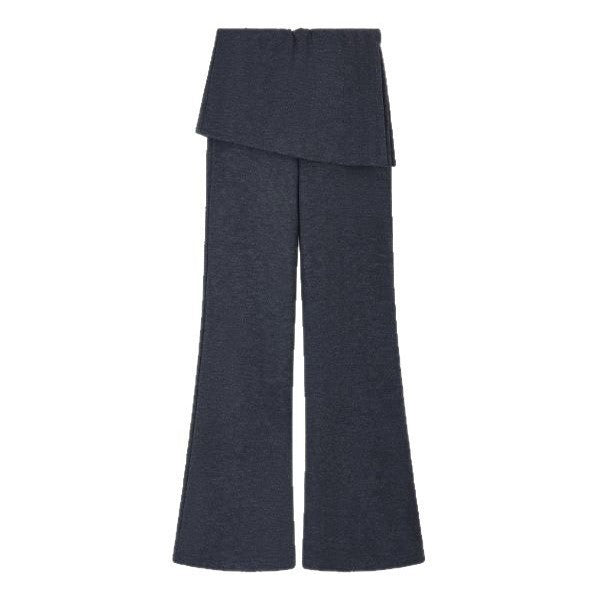 Stitching Apron Fake Two-piece High Waist Casual Pants Women's Spring and Autumn plus size Design Sense Fart Curtain Slim-fit Micro Long Pants