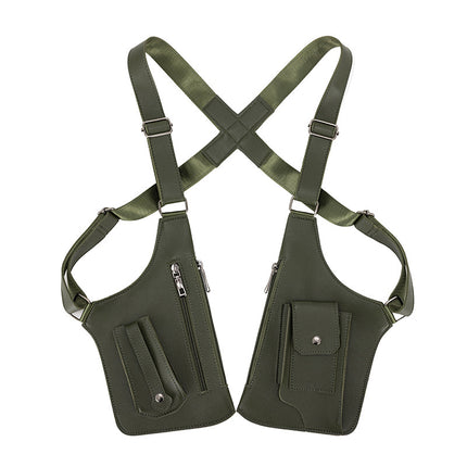 Factory Leather Strap Armpit Shoulder Bag for Men and Women Outdoor Square Bag Multifunctional Tactical Vest Mobile Phone Bag
