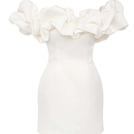 New Hot-Selling Ebay Aliexpress Pure Color Tube Top Floor Shoulder Fungus Dress