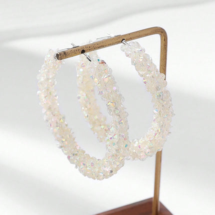 European and American Cross-Border New Style Earrings, Versatile and Exaggerated Earrings for Women, High-End Full Diamond Temperament Earrings, Fashionable Accessories