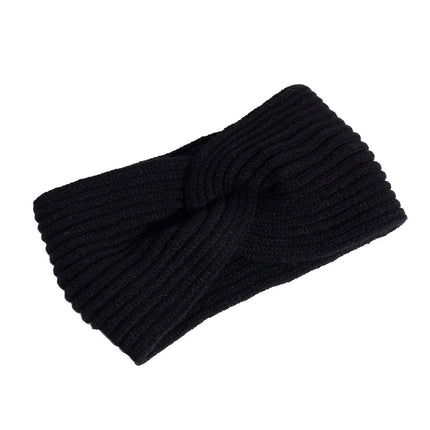 European and American cross-border knitted hair band fashionable all-match elastic wool cross headband autumn and winter warm wide-brimmed hair accessories
