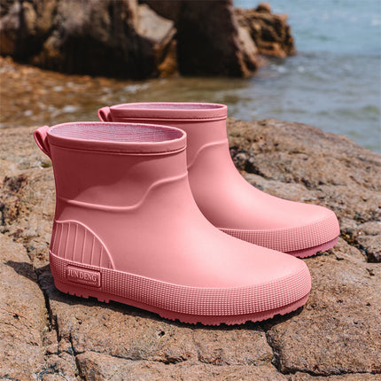 British Trendy Rain Boots, Outdoor Wading Boots, Fashionable Women's Rain Boots, Garden Boots, Flats Non-Slip Rubber Shoes, Foot Water Shoes for Women