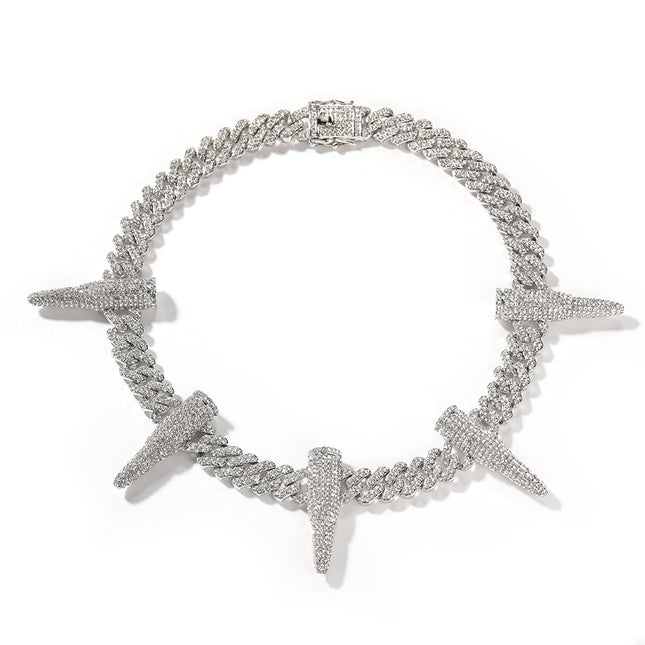 Gu Meng personality hip-hop Panther necklace enhanced alloy Diamond exaggerated creative necklace trend jewelry wholesale