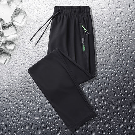 High-End Ice Silk Sports Quick-Drying Pants for Men, Lightweight, Breathable, Sweat-Absorbent, Large Size, Loose Leggings, Men's Fashionable Casual Pants