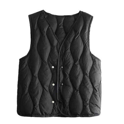 Women's Short down Vest for Winter, Lightweight, Close-Fitting, Warm V-Neck Vest, Base Layer Inner Wear, Inner Liner Sleeveless Vest