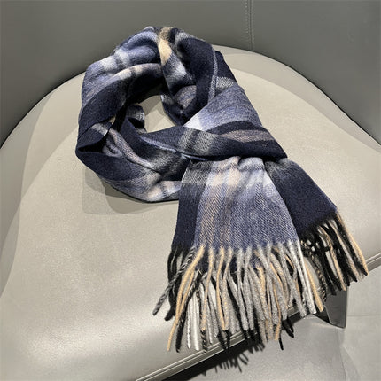 Solid Color Scarf Women's Winter 2024 New Big Brand Korean Style Cashmere Wool Winter Warm Neck Shawl Ins Card