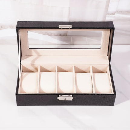 High-End Crocodile Pattern Multi-Compartment Watch Box Jewelry Box Finished Product 10-Compartment Bracelet Jewelry Storage Display Box Cross-Border Shipping