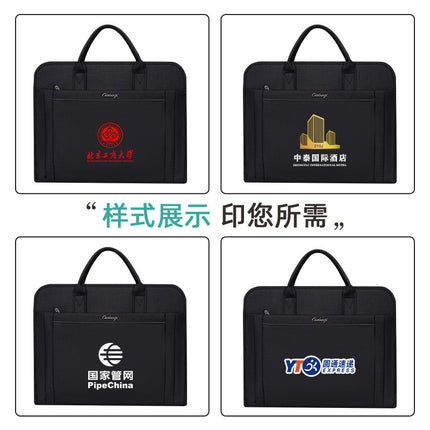 Waterproof Large-Capacity Portable Briefcase Oxford Cloth Portable Document Storage Bag Printed Office Document Bag