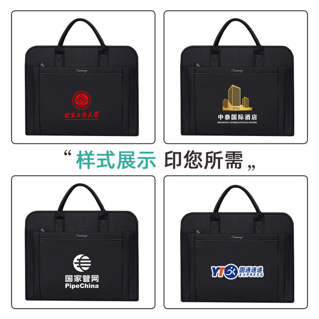 Waterproof Large-Capacity Portable Briefcase Oxford Cloth Portable Document Storage Bag Printed Office Document Bag