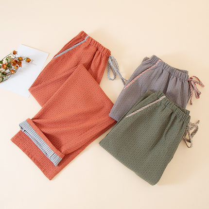 2025 New Pure Cotton Jacquard Couple Style Home Pants Spring, Autumn and Winter Pajamas Are Breathable, Comfortable and Can Be Worn Outside and Can Be Shipped on Behalf of Others