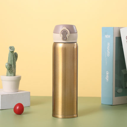 304 Stainless Steel Thermos Cup, High-Looking Bouncing Cup with Lock, Outdoor Portable Car Water Cup, Printed Gift Cup