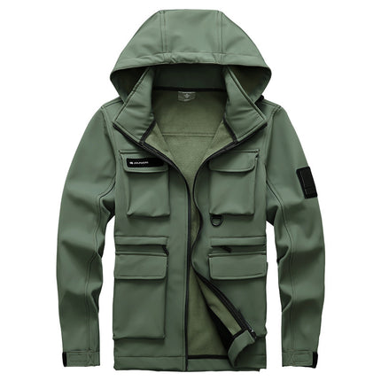 Overalls Men's Suit fleece-lined Thickened Camouflage Jacket Autumn and Winter Labor Protection Clothing Cold-proof Waterproof Wear-resistant Outdoor suit
