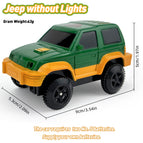 Yellow-green jeep without lights