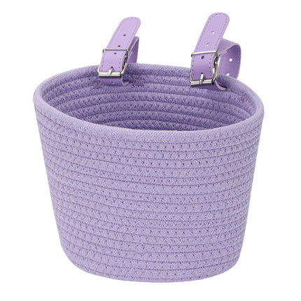 Hand-woven cotton rope children's bicycle front basket basket can put snacks toy basket foldable hanging basket