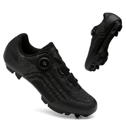 Road Mountain Men's and Women's Locked Bicycle Lockless Shoes Hard Sole Spinning Bicycle Riding Shoes Gym Black