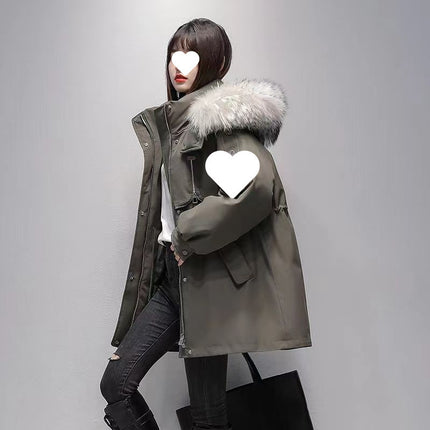 Parka for Women 2025 Winter New Thickened Warm Workwear Cotton Coat Loose Cotton Jacket Versatile Waist-Cinching Hooded Outerwear