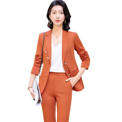 Orange Suit Jacket Women's High-end Fashionable Business Wear Elegant Goddess Fan Dress Western Style Fashionable Small Suit suit