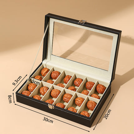 Dustproof High-end Walnut Storage Box Vintage Leather Storage Box Lion Head Handstring Box Beads Display Box