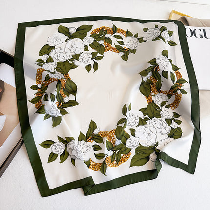 Simulated Silk Printed Silk Scarf for Women, Korean Cashew Leopard Print Headscarf, Four-Season Scarf, Professional Scarf Wholesale