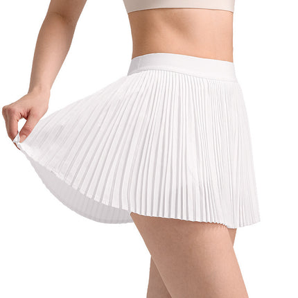 New Sports Short Skirt Women's Organ Pleated Sports Breathable Yoga Wear Fitness Skirt Fake Two-Piece Anti-Light Tennis Skirt