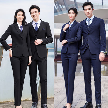 Black Business Suit Men's Office White Collar Interview Dress Bank Staff Work Clothes Business Suit
