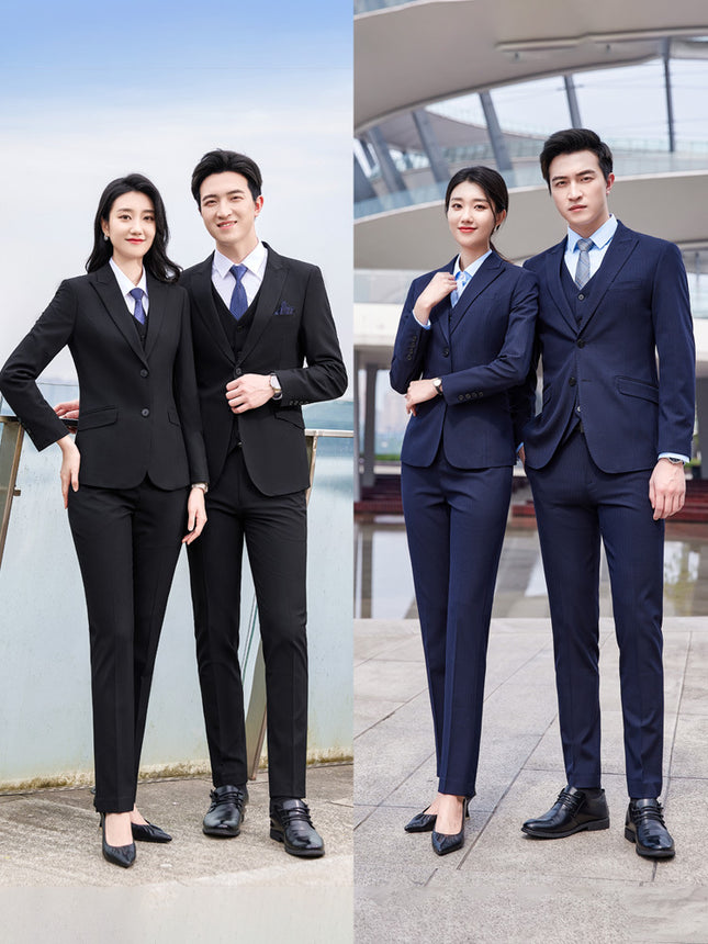 Black Business Suit Men's Office White Collar Interview Dress Bank Staff Work Clothes Business Suit