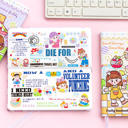Message cartoon girl small notebook cute mini portable notepad pocket notebook student notebook words