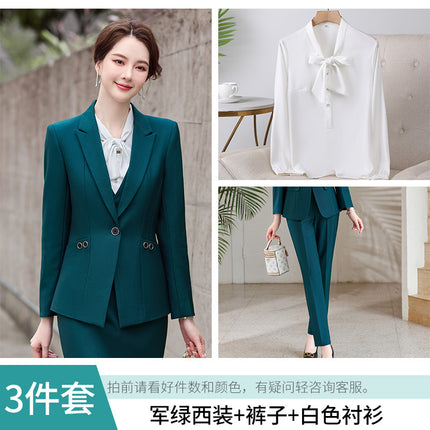Amazon European and American Cross-Border Popular Commuter Foreign Trade Women's Blazer Professional Pants Dress Two-Piece Suit