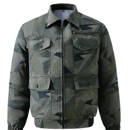 Summer Heatstroke Prevention and Cooling Can Be Installed with Fans, Construction Site Welding Wear-Resistant Thin Labor Protection Camouflage Air-Conditioned Clothing