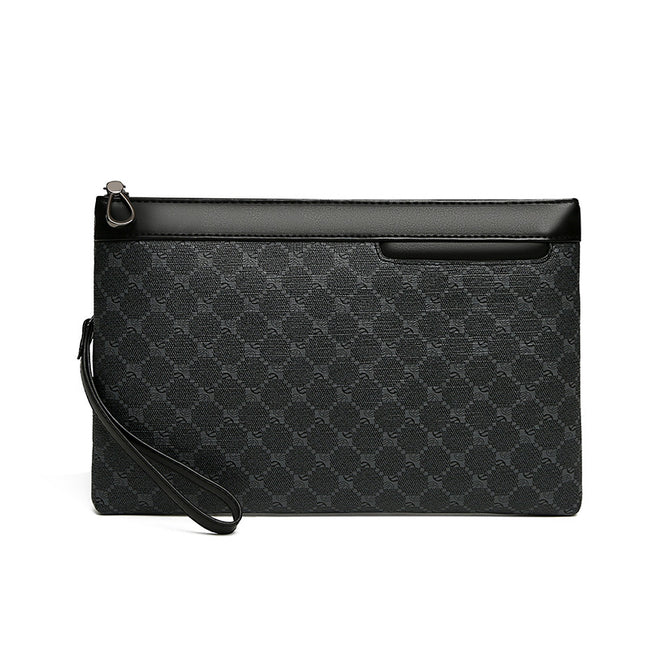 Clutch Bag Men's Large Capacity Mobile Phone Soft Leather Men's Clamp Bag New Fashion Retro Envelope Bag Clutch Bag