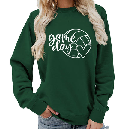 Cross-border supply of foreign trade in Europe and the United States game day printed round neck women's jacket sweater coat European size plus size