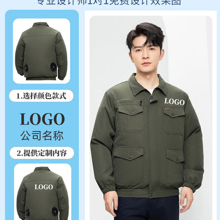 Summer Cooling Camouflage Military Green Air-Conditioned Clothing Long-Sleeved Men's Clothing with Fan Work Clothes Men's Summer Short Cooling Construction Site