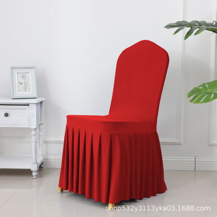 Chair Cover Thickened Stretch Pleated Skirt Dining Chair Cover Hotel Wedding Banquet Event Stool Cover Hotel Cloth