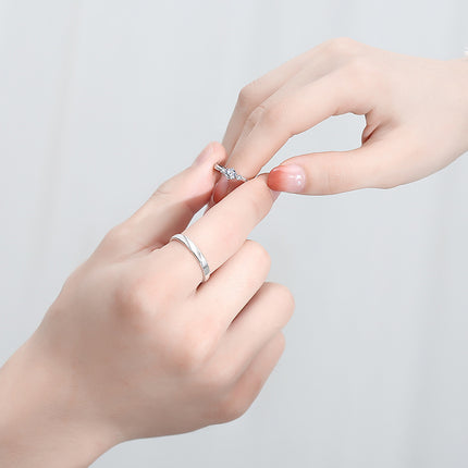 S925 Sterling Silver Love at First Sight Couple Ring Pair Japanese and Korean Simple Fashion Men and Women Drop Shipping