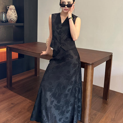 Fangfara Thirteen Lines Wholesale 2025 Summer New Products New Chinese Style National Style Jacquard Retro Skirt Two-Piece Suit