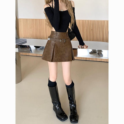 High-wAisted PleAted Short Skirt for Women in Autum, KoreAn Style 2024 New Design, Slimming Look, Age-reducing, VersAtile A-line Skirt