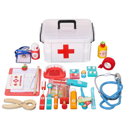 Children's wooden simulation doctor nurse toy suit play house boy girl stethoscope role-playing toy