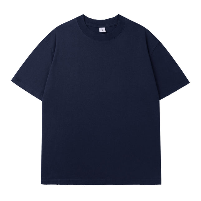 260g Drop Shoulder Loose Fit Cotton Distressed Short Sleeve T-Shirt Pure Cotton T-Shirt Unisex Promotional Shirt Company Team Building Workwear