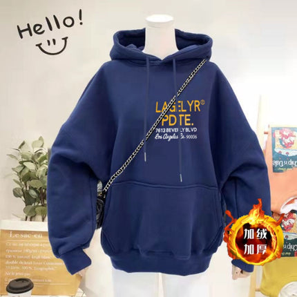 Wine Red Hooded Sweatshirt Women's oversize Loose Autumn and Winter Fashion All-match American Top Spring and Autumn Jacket